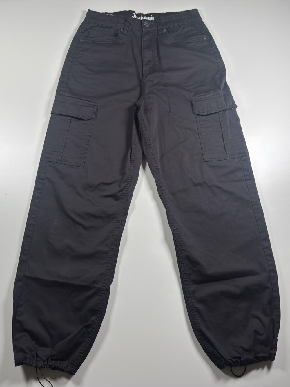 Jeaniologie Straight Leg Cargo Jeans in Black